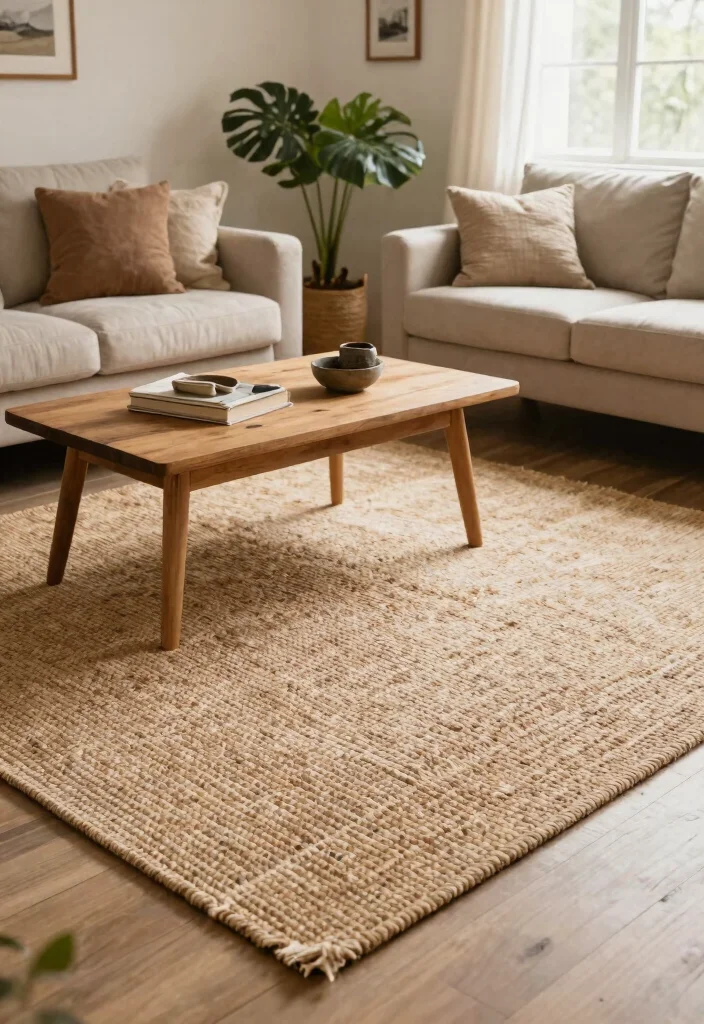 15 Farmhouse Rugs Living Room Ideas That Hide Stains and Wear - 6. Natural Fiber Area Rugs 1