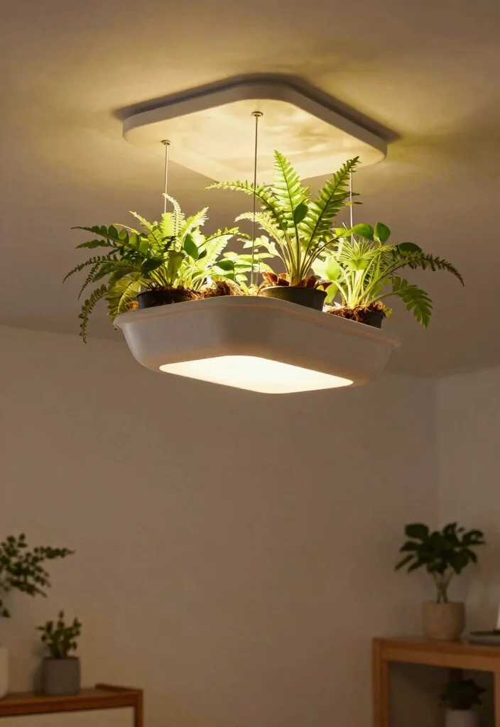 15 Flush Ceiling Lights for Low Ceilings That Don't Feel Cramped - 15. Flush Ceiling Lights with Integrated Planters 1