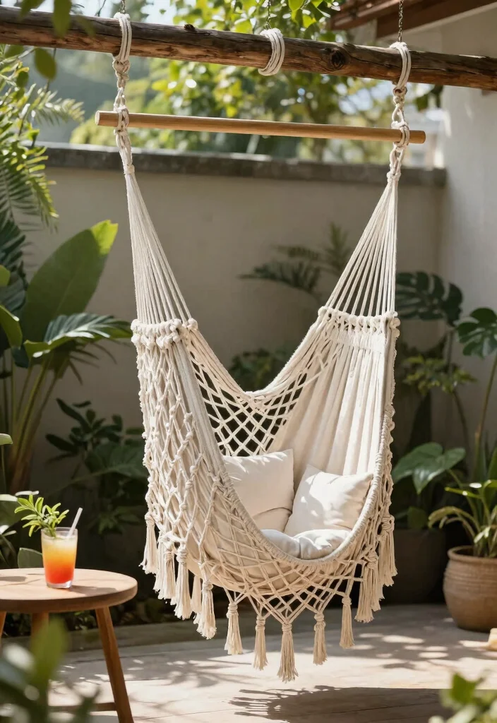 15 Hamacas para Patio Que Caben en Espacios Pequeños - 3. Macrame Hammock Chair 1