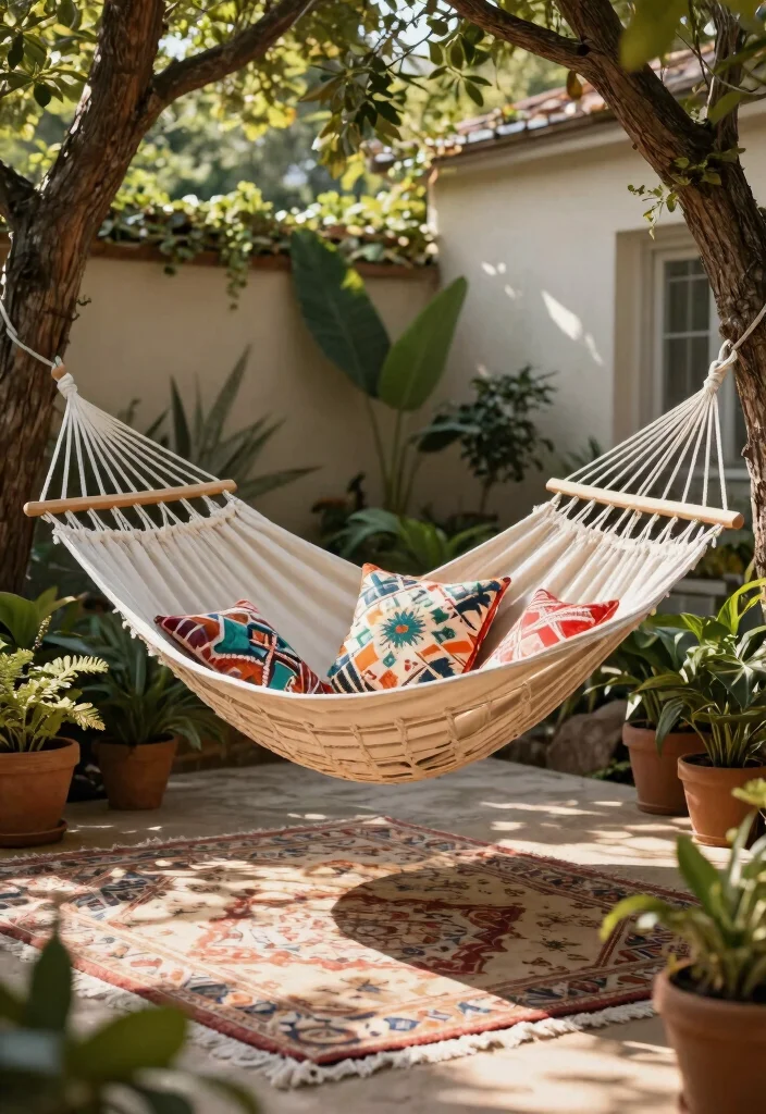 15 Hamacas para Patio Que Caben en Espacios Pequeños - 7. Woven Cotton Hammock 1