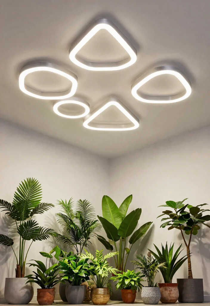 15 LED Ceiling Lights Ideas That Save Energy Without Looking Clinical - 1. Geometric LED Fixtures for a Modern Touch 1