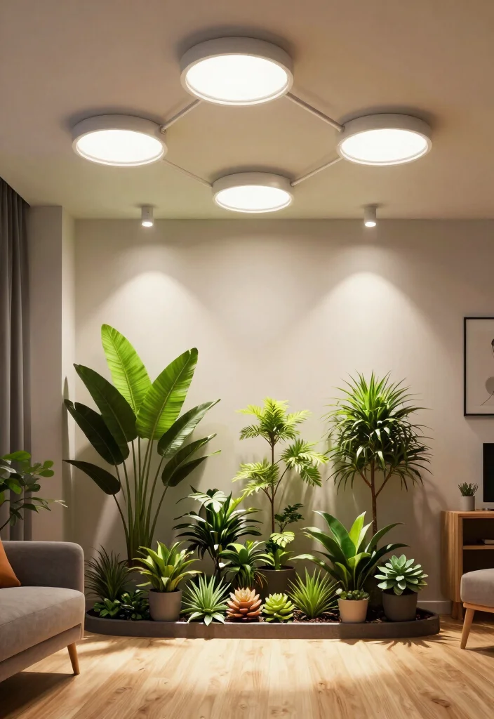 15 LED Ceiling Lights Ideas That Save Energy Without Looking Clinical - 4. Adjustable LED Lights for Customized Growth 1