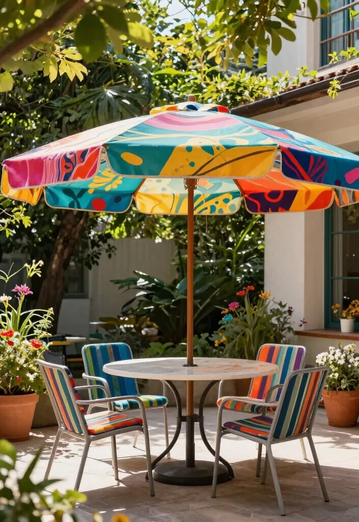 15 Modern Patio Furniture Ideas That Withstand Rain and Sun - 12. Colorful Patio Umbrellas 1