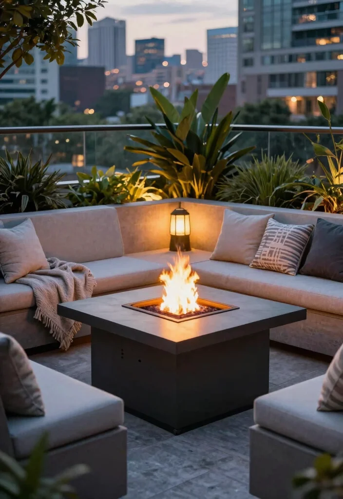 15 Modern Patio Furniture Ideas That Withstand Rain and Sun - 3. Contemporary Fire Pit Tables 1