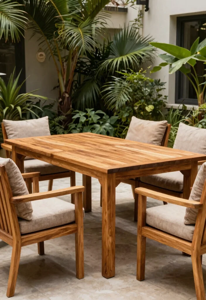 15 Modern Patio Furniture Ideas That Withstand Rain and Sun - 6. Elegant Teak Furniture 1