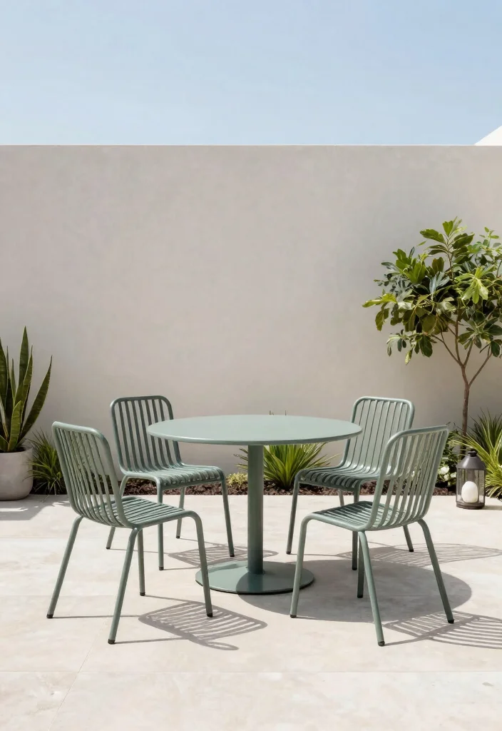 15 Modern Patio Furniture Ideas That Withstand Rain and Sun - 7. Minimalist Metal Chairs 1