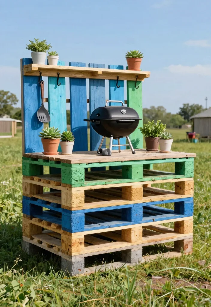 15 Outdoor Grill Island Ideas on a Budget Without Full Build-Out - 1. Palette Grill Station 1