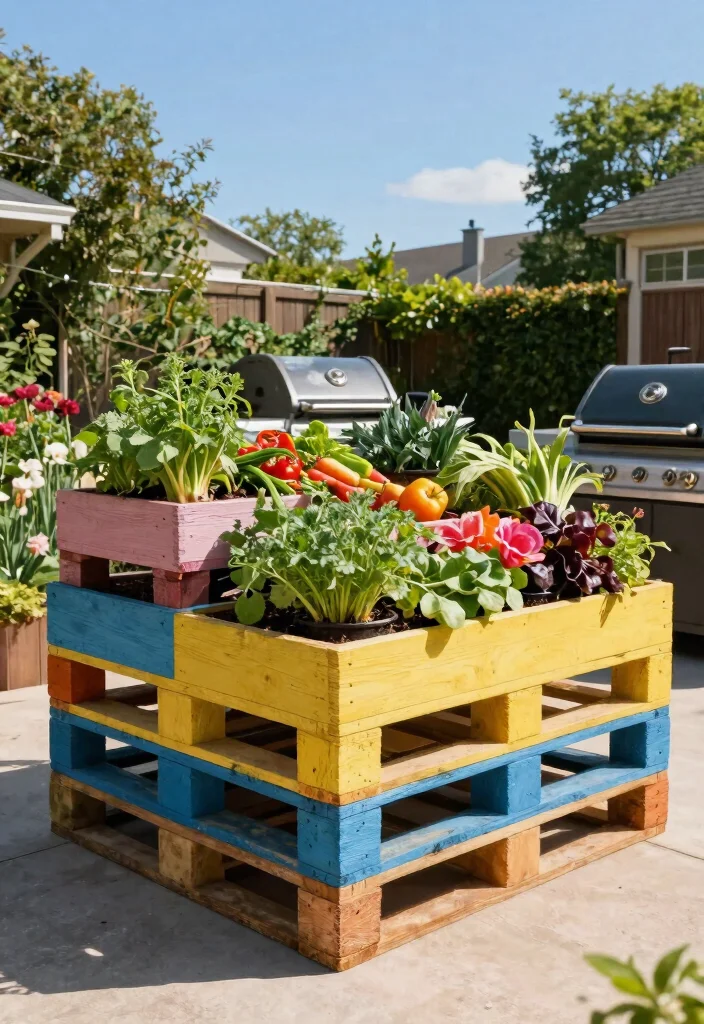 15 Outdoor Grill Island Ideas on a Budget Without Full Build-Out - 10. Upcycled Pallet Planters 1