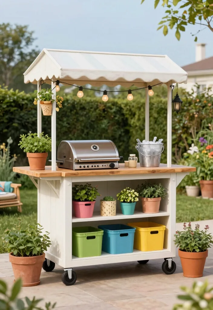 15 Outdoor Grill Island Ideas on a Budget Without Full Build-Out - 2. Outdoor Bar Cart Grill Island 1