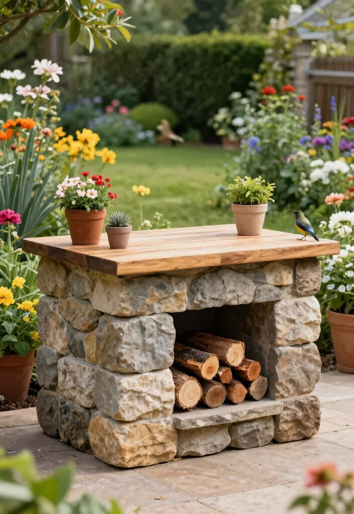 15 Outdoor Grill Island Ideas on a Budget Without Full Build-Out - 3. Stone Block Grill Base 1