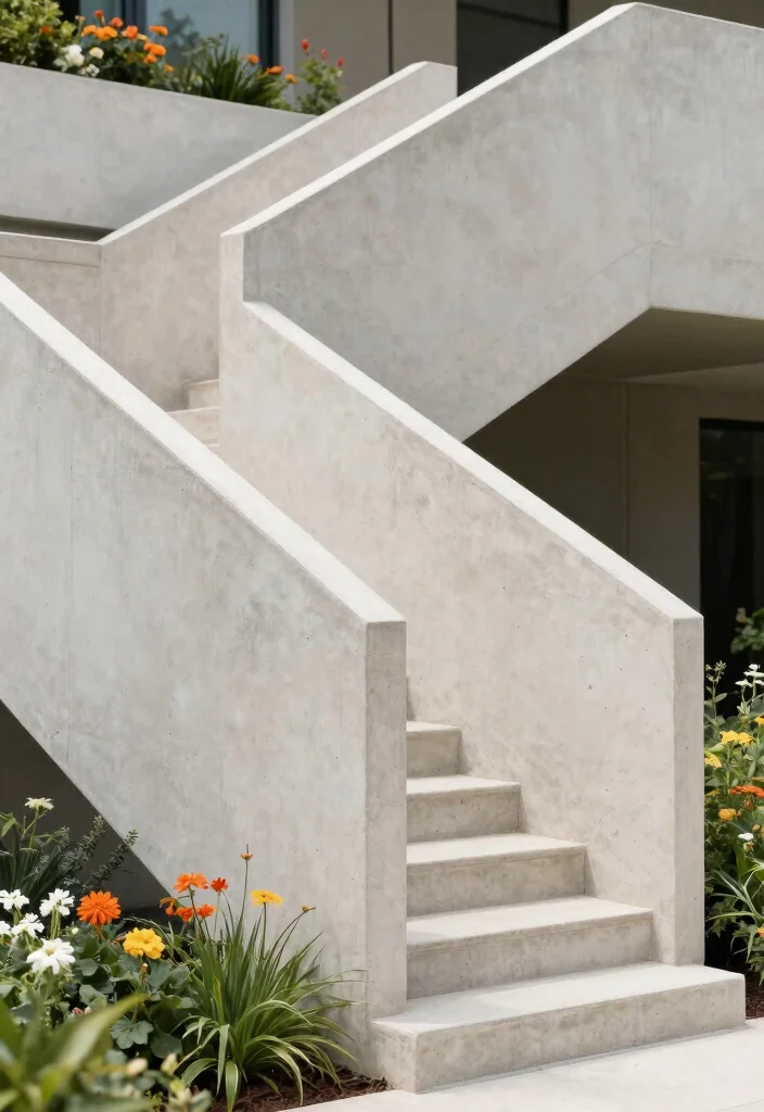 15 Outdoor Railings for Steps That Meet Code on a Budget - 11. Concrete Barrier Railings 1