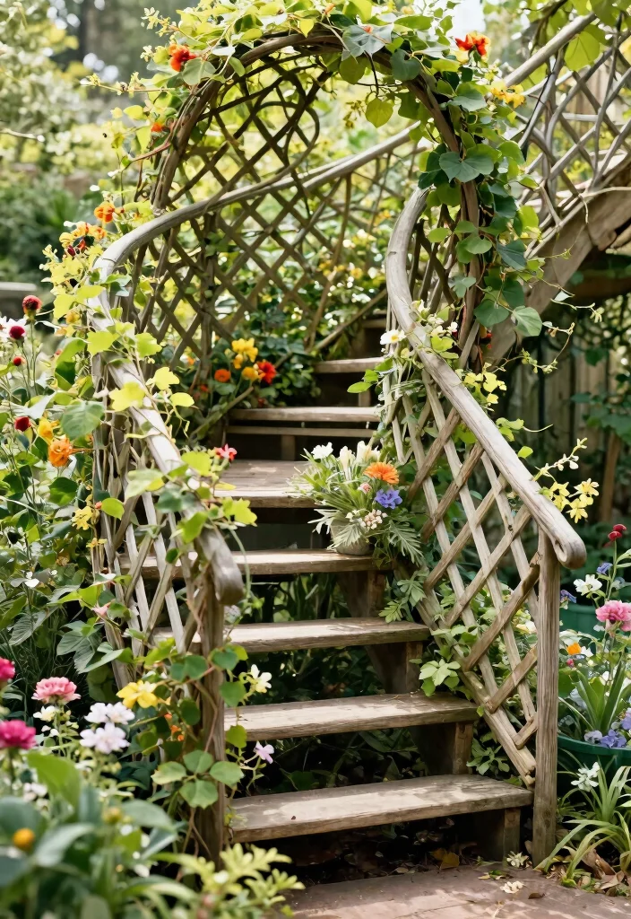 15 Outdoor Railings for Steps That Meet Code on a Budget - 13. Garden Trellis Railings 1