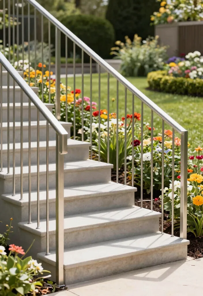 15 Outdoor Railings for Steps That Meet Code on a Budget - 2. Simple Metal Railings 1