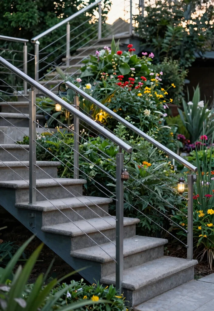 15 Outdoor Railings for Steps That Meet Code on a Budget - 3. Wire Cable Railings 1