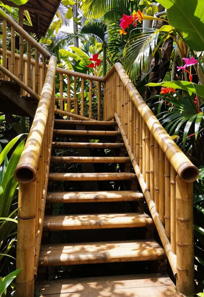 15 Outdoor Railings for Steps That Meet Code on a Budget - 5. Bamboo Railings 1