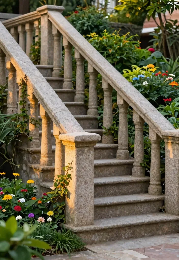 15 Outdoor Railings for Steps That Meet Code on a Budget - 8. Stone or Brick Pillar Railings 1