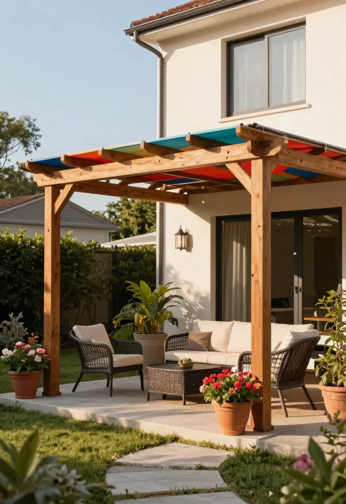 15 Patio Covers Attached to House That Block Sun Without Full Construction - 10. Pergola with Removable Canopy for Seasonal Use 1