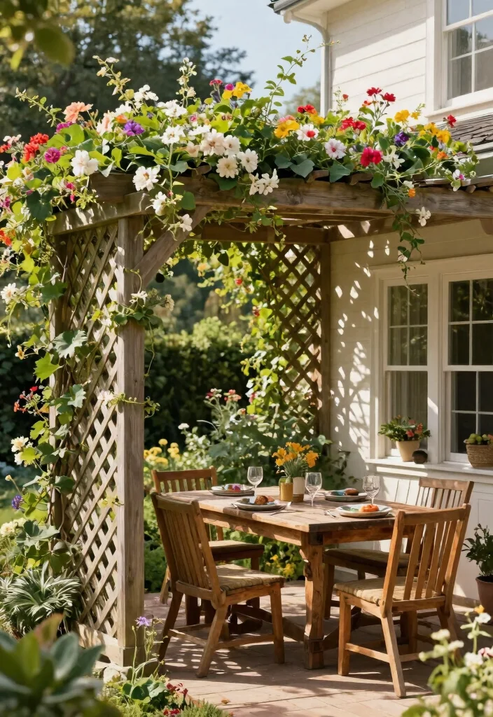 15 Patio Covers Attached to House That Block Sun Without Full Construction - 3. Lattice Pergolas for Vertical Interest 1