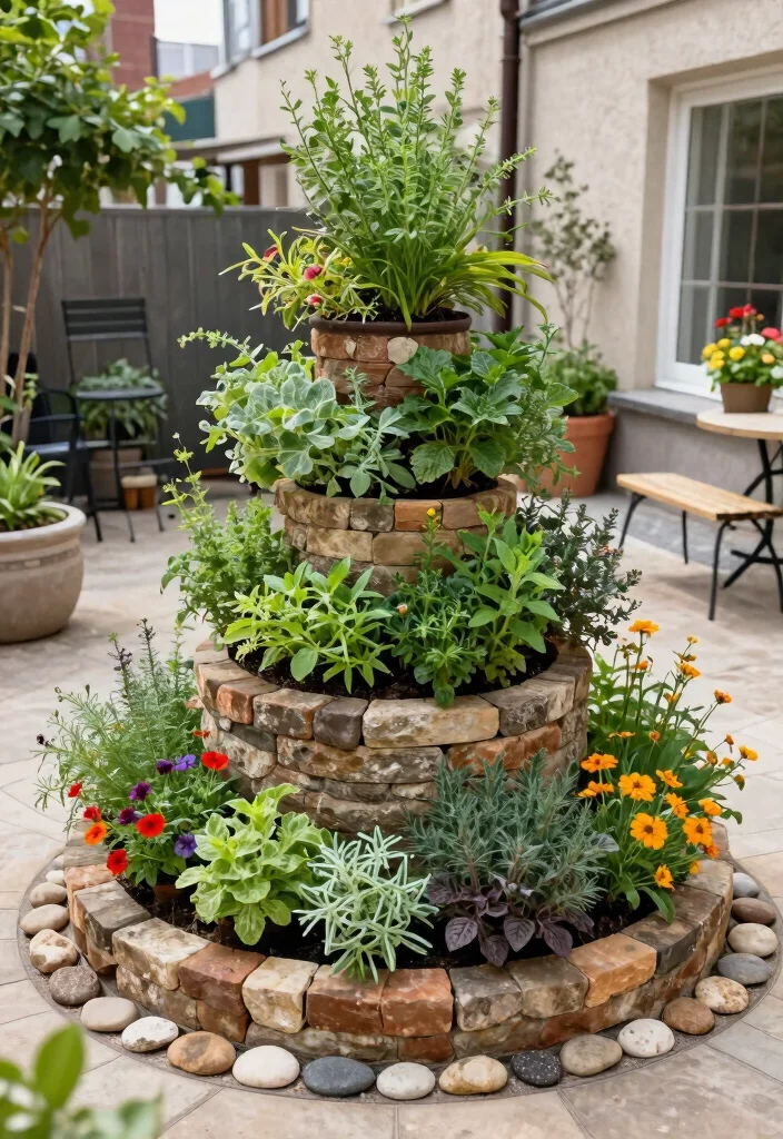 15 Patio Raised Garden Beds That Fit on Concrete or Pavers - 12. Herb Spiral 1