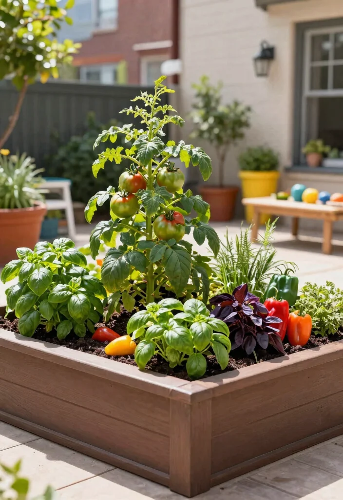 15 Patio Raised Garden Beds That Fit on Concrete or Pavers - 14. Herb and Vegetable Combo Beds 1