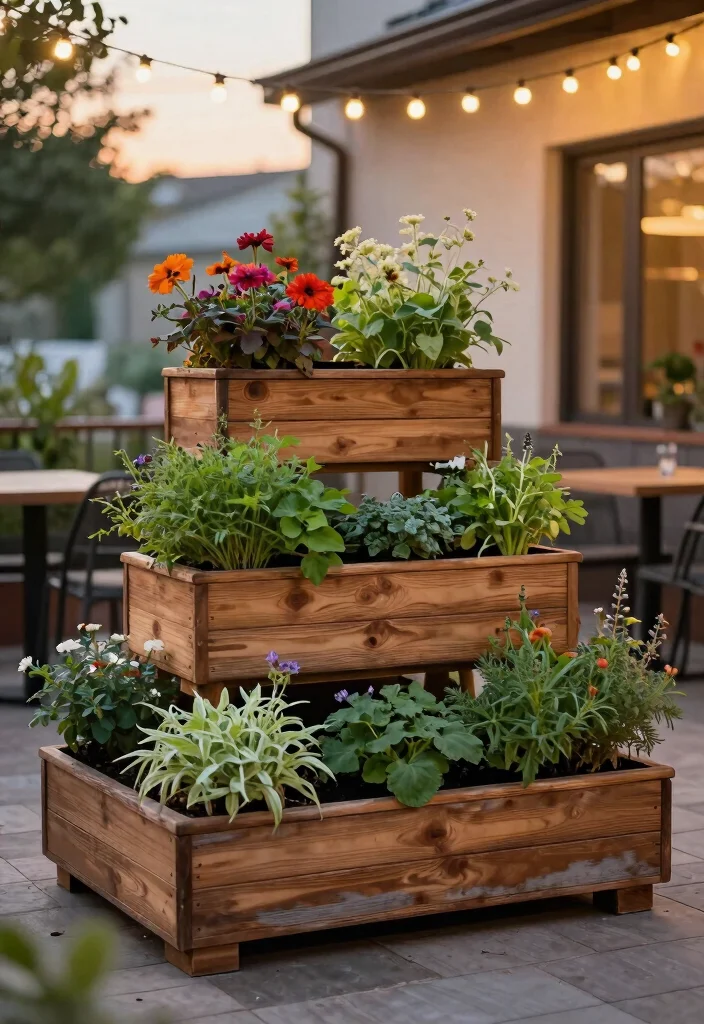 15 Patio Raised Garden Beds That Fit on Concrete or Pavers - 2. Tiered Planter Boxes 1