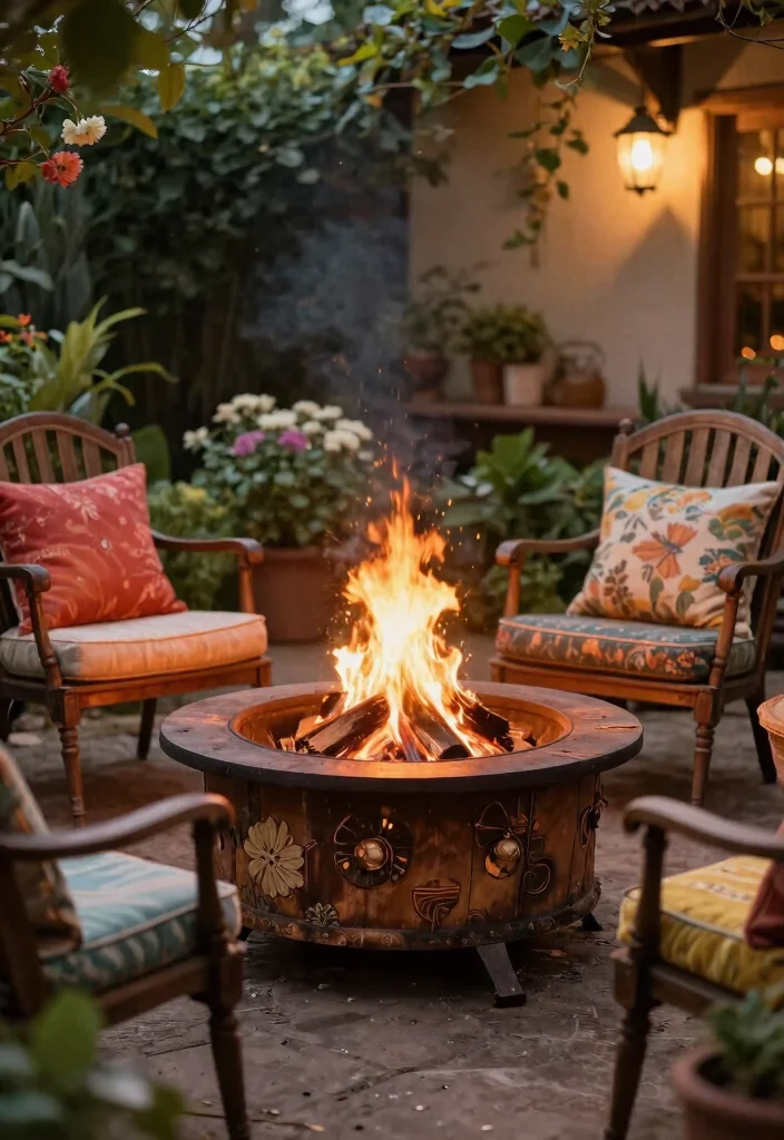 15 Pool Fire Pit Ideas That Are Safe and Meet Code Requirements - 14. Vintage Fire Pit Design 1