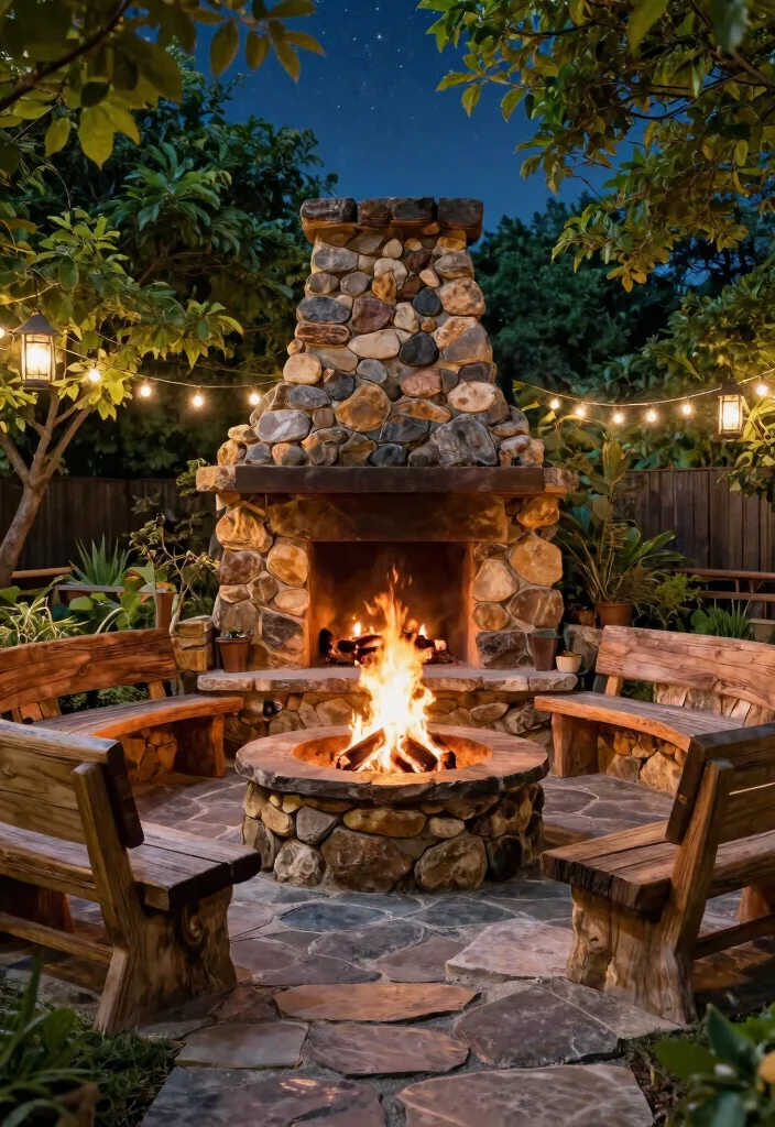15 Pool Fire Pit Ideas That Are Safe and Meet Code Requirements - 2. Rustic Stone Fire Pit 1
