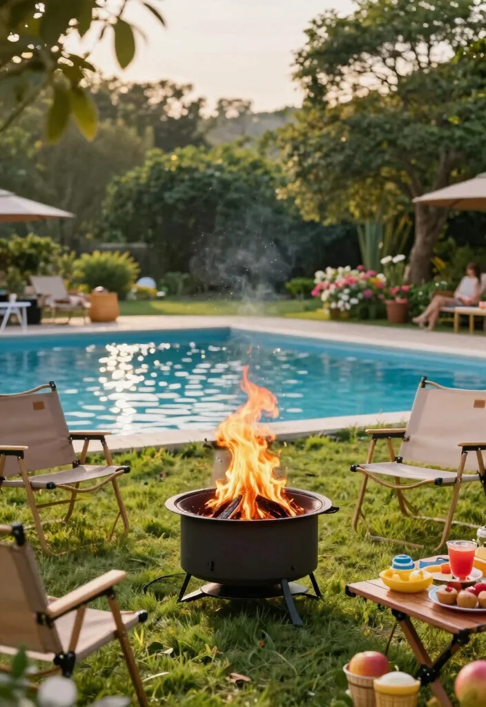 15 Pool Fire Pit Ideas That Are Safe and Meet Code Requirements - 5. Portable Fire Pit 1
