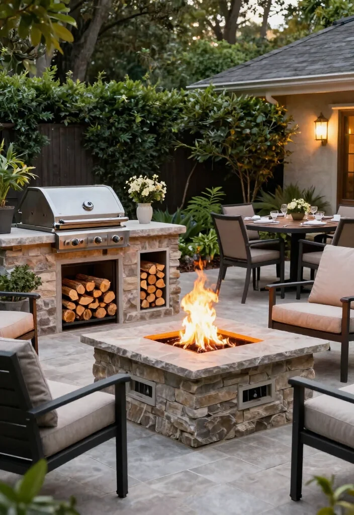 15 Pool Fire Pit Ideas That Are Safe and Meet Code Requirements - 9. Fire Pit with Built-In Features 1