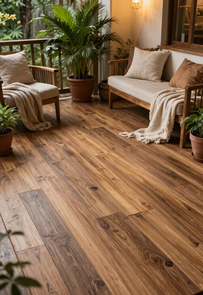 15 Porch Wall Tile Ideas That Cover Old Damaged Surfaces - 11. Rustic Wood-Look Tiles 1