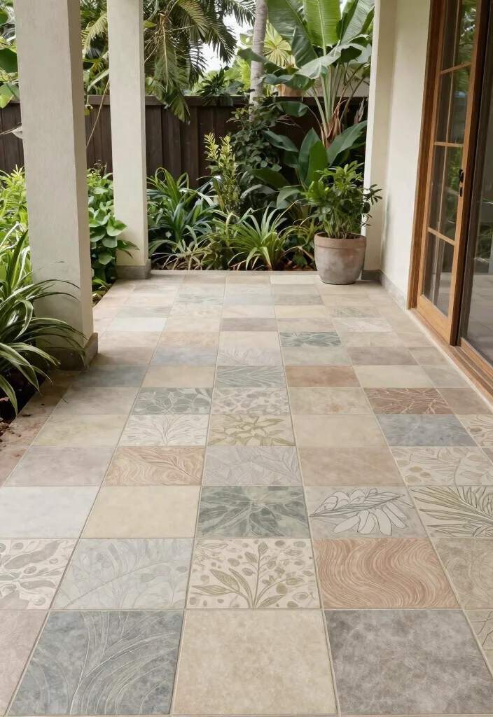 15 Porch Wall Tile Ideas That Cover Old Damaged Surfaces - 12. Biophilic Design Tiles 1