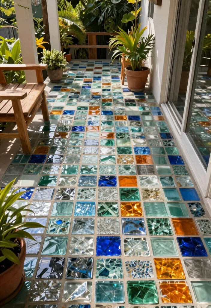 15 Porch Wall Tile Ideas That Cover Old Damaged Surfaces - 2. Eco-Conscious Recycled Glass Tiles 1