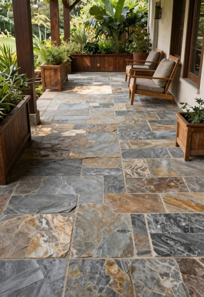 15 Porch Wall Tile Ideas That Cover Old Damaged Surfaces - 3. Natural Stone Tiles 1