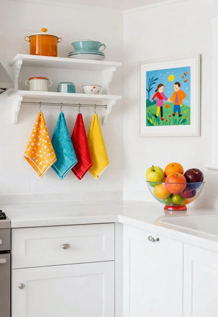 15 White Farmhouse Kitchen Ideas That Actually Stay Clean - 11. Incorporate Colorful Accents 1