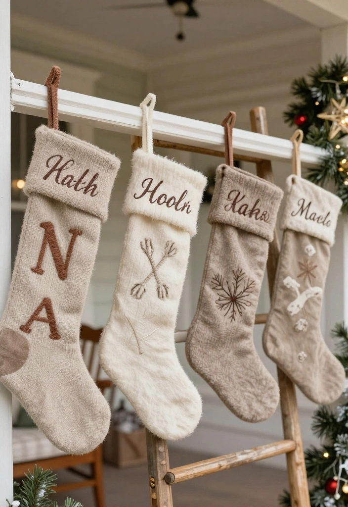 18 Porch Christmas Decorations That Stay Put Through Wind and Weather - 10. Eco-Friendly Stockings 1