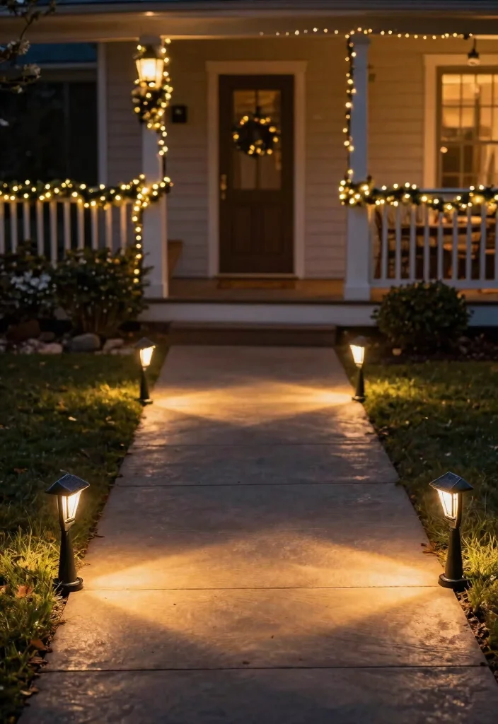 18 Porch Christmas Decorations That Stay Put Through Wind and Weather - 15. Solar-Powered Path Lights 1