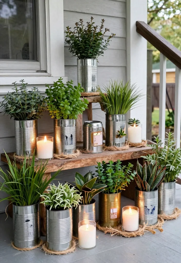 18 Porch Christmas Decorations That Stay Put Through Wind and Weather - 18. Upcycled Tins as Decorative Accents 1