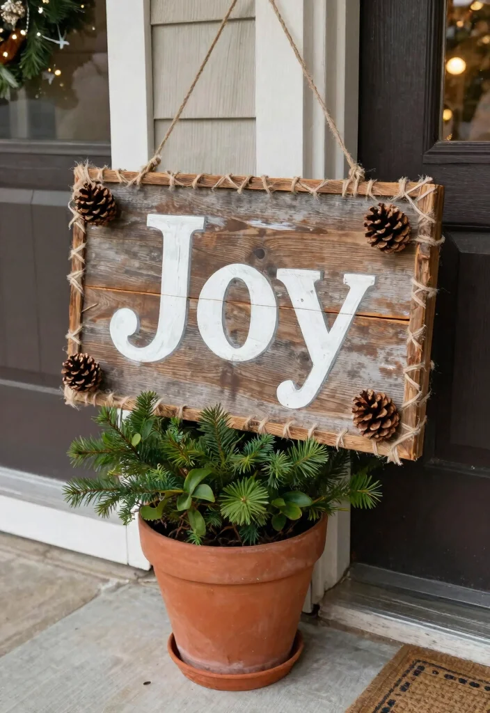 18 Porch Christmas Decorations That Stay Put Through Wind and Weather - 7. Handmade Holiday Signs 1