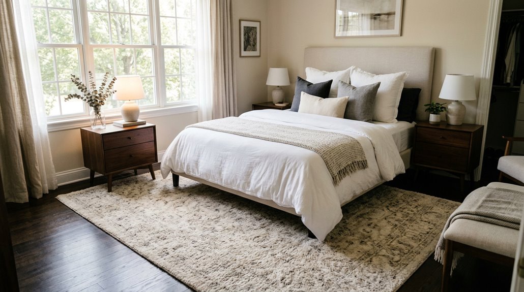 choosing rug size for queen bed