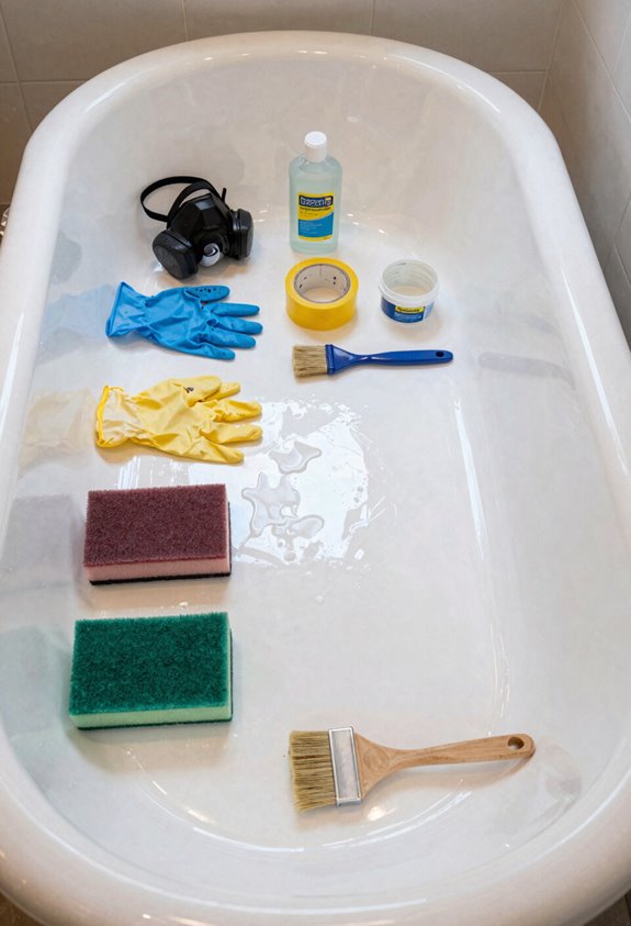 Paint Your Fiberglass Bathtub Like a Pro in 10 Steps 2 gather epoxy bathtub painting supplies