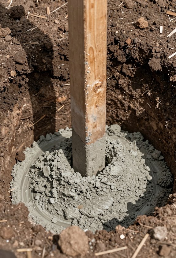 How Many Bags of Concrete per Fence Post? 3 post depth hole size concrete volume
