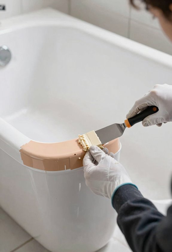 Paint Your Fiberglass Bathtub Like a Pro in 10 Steps 3 remove old caulk patch damage