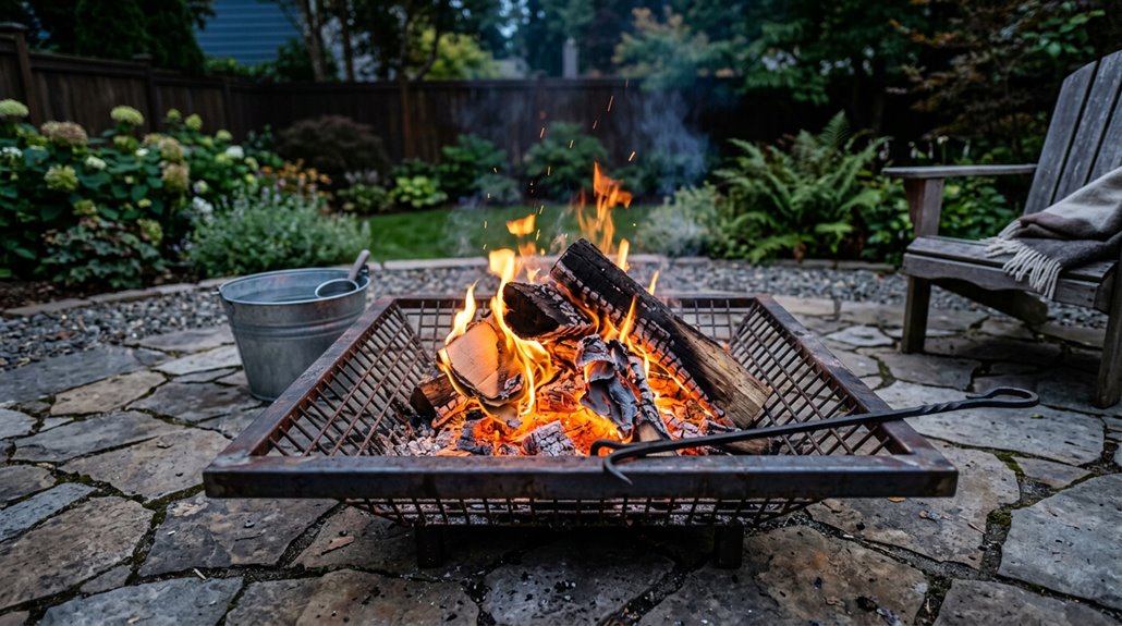 safe cardboard burning in fire pit